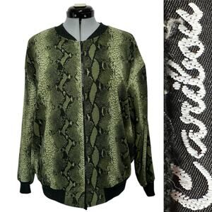 Caribou New York Vintage Snakeskin Print Bomber Jacket Made In U.S.A Sz: 1x